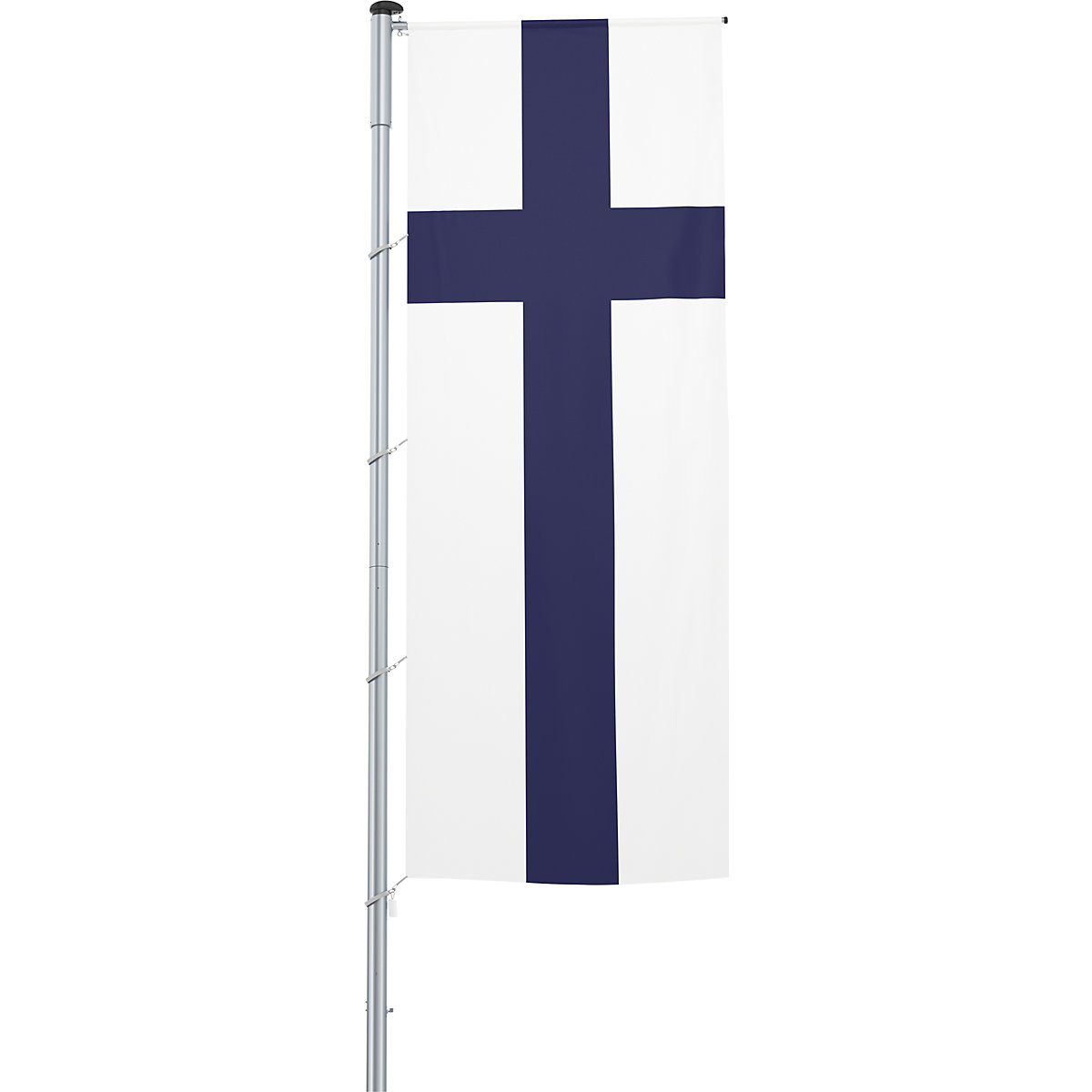 Mannus – Bandera con pluma/bandera del país, formato 1,2 x 3 m, Finlandia