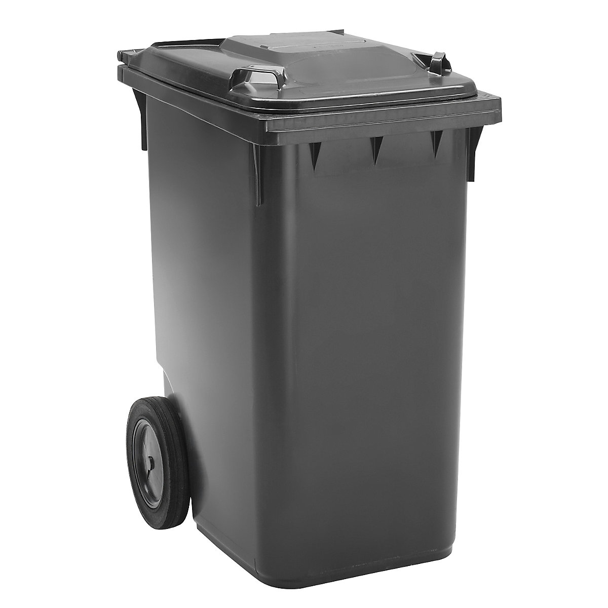 Contenedor de basura de plástico DIN EN 840, capacidad 360 l, A x H x P 665 x 1115 x 880 mm, Ø de rueda 300 mm, antracita-9