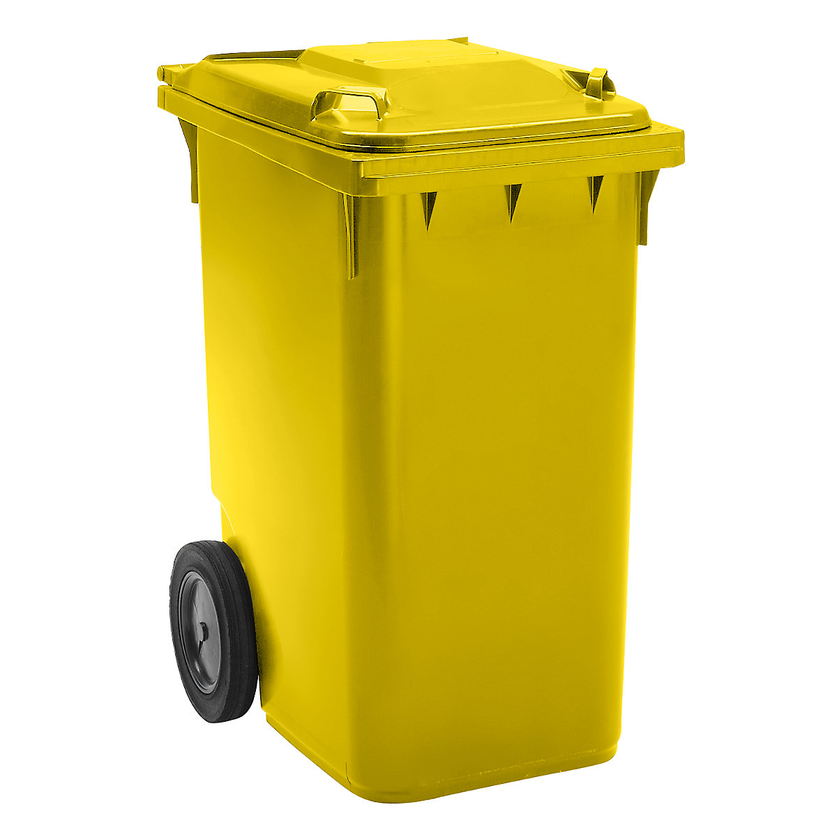 Contenedor de basura de plástico DIN EN 840, capacidad 360 l, A x H x P 665 x 1115 x 880 mm, Ø de rueda 300 mm, amarillo, a partir de 5 unid.-6