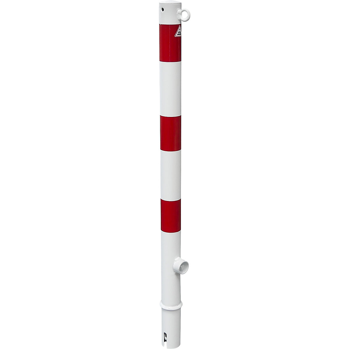 Poste barrera, Ø 60 mm, blanco y rojo, extraíble, con 1 argolla-3