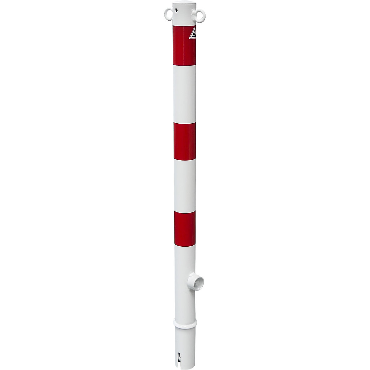 Poste barrera, Ø 60 mm, blanco y rojo, extraíble, con 2 argollas-2