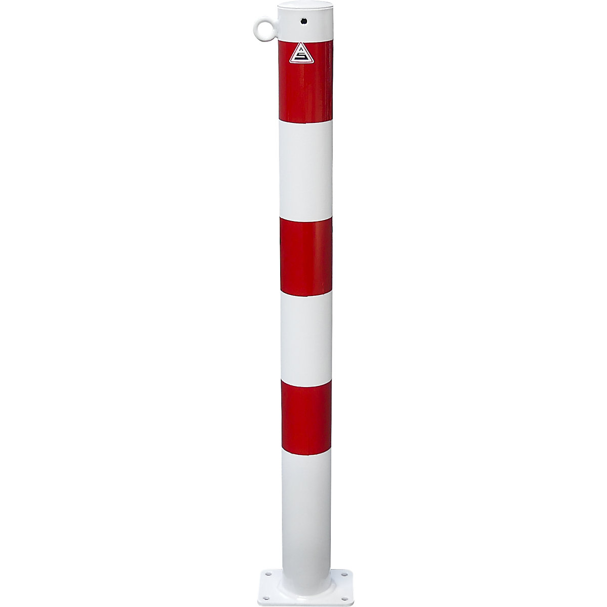 Poste barrera, Ø 76 mm, blanco y rojo, para atornillar, con 1 argolla-3