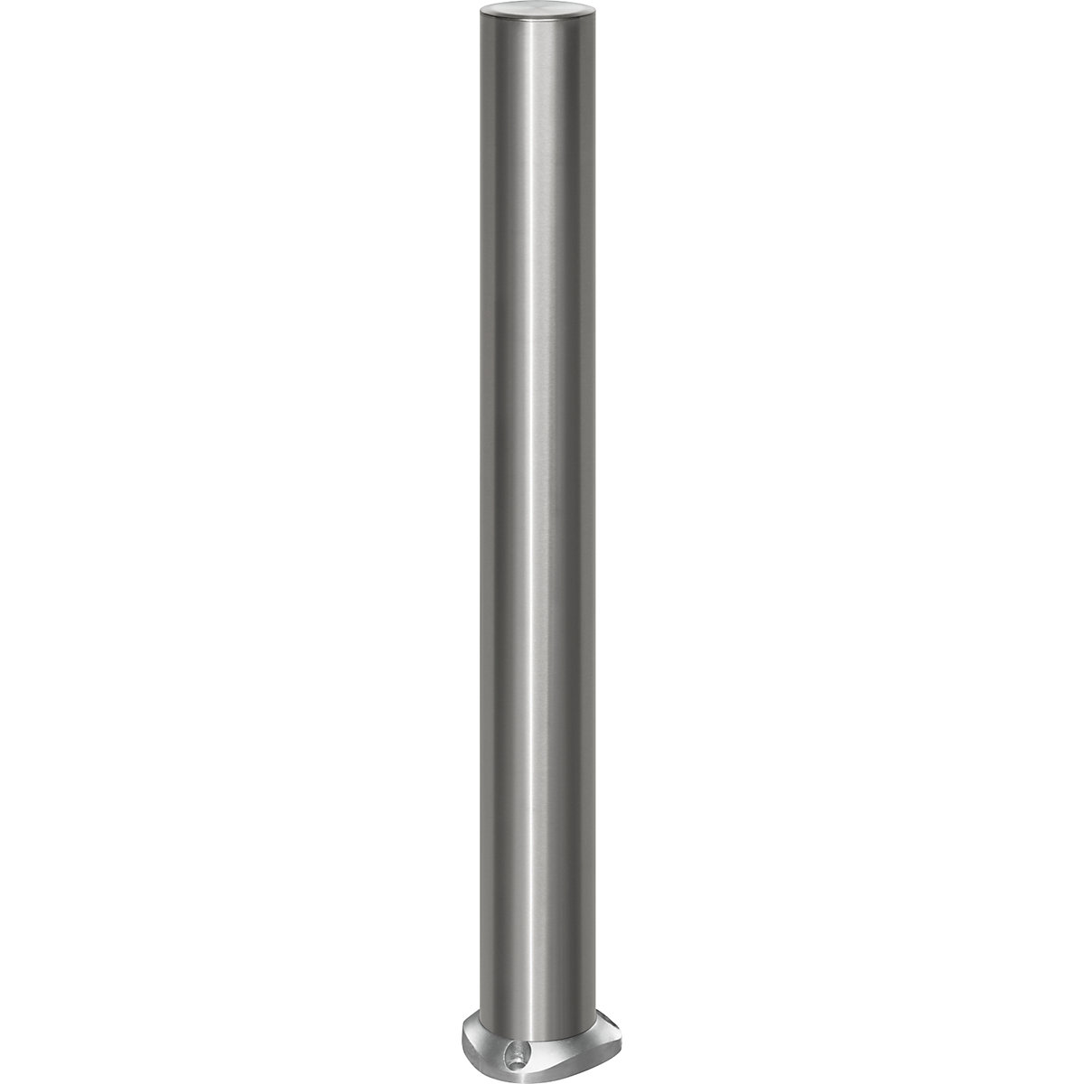 Poste barrera de acero inoxidable, con cabezal plano, placa base para atornillar, Ø 102 mm, autoenderezable