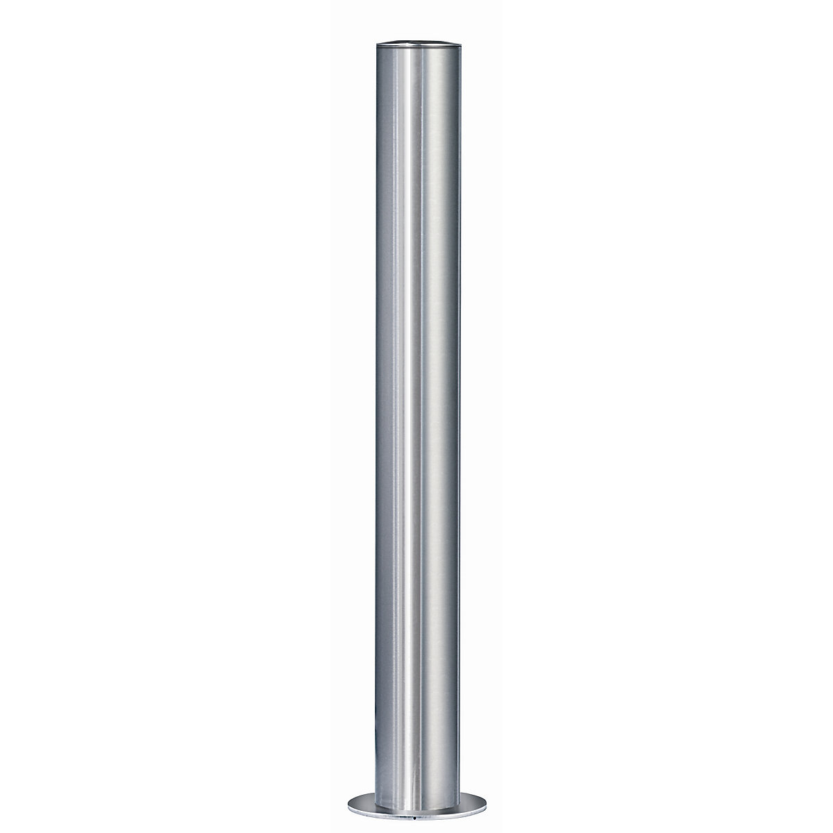 Poste barrera de acero inoxidable, con cabezal plano, funda para encementar, Ø 102 mm, cerradura triangular