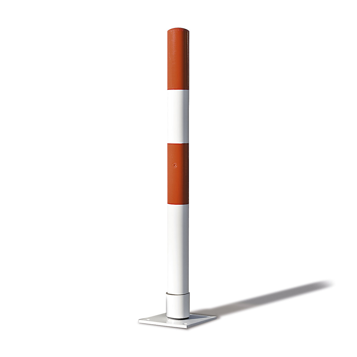 Poste barrera de tubo de acero, flexible, Ø 76 mm, para encementar, rojo / blanco
