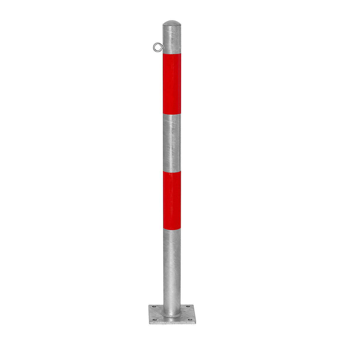 Poste barrera, para atornillar, Ø 60 mm, galvanizado al horno / reflectante en rojo, 1 anilla-7