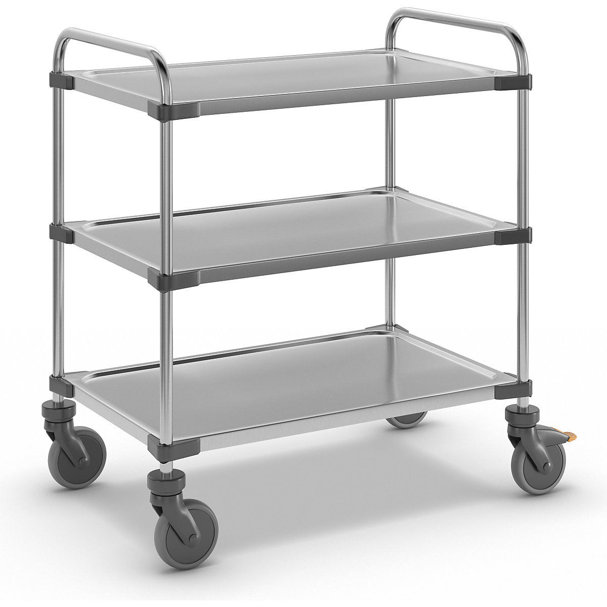 Chariot à plateaux en inox VARITHEK SERVO+, L x l x h 870 x 570 x 950 mm, plate-forme 800 x 500 mm, 3 tablettes, force 150 kg-1