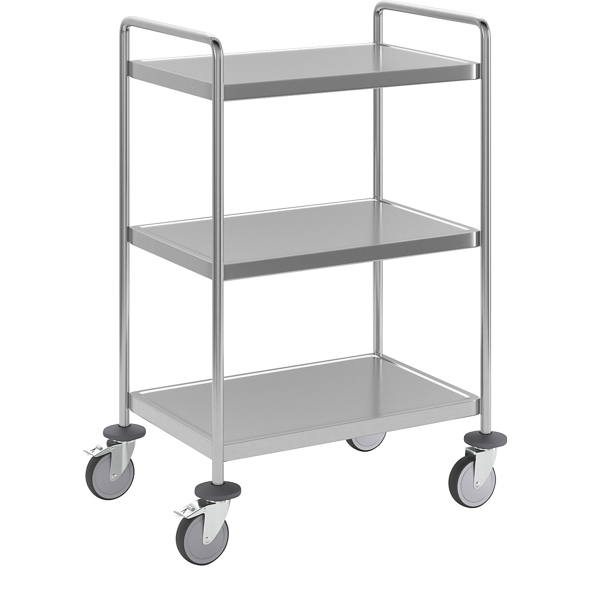 Chariot à tablettes en inox, soudé – Kongamek, L x l x h 650 x 440 x 1010 mm, 3 plateaux-3