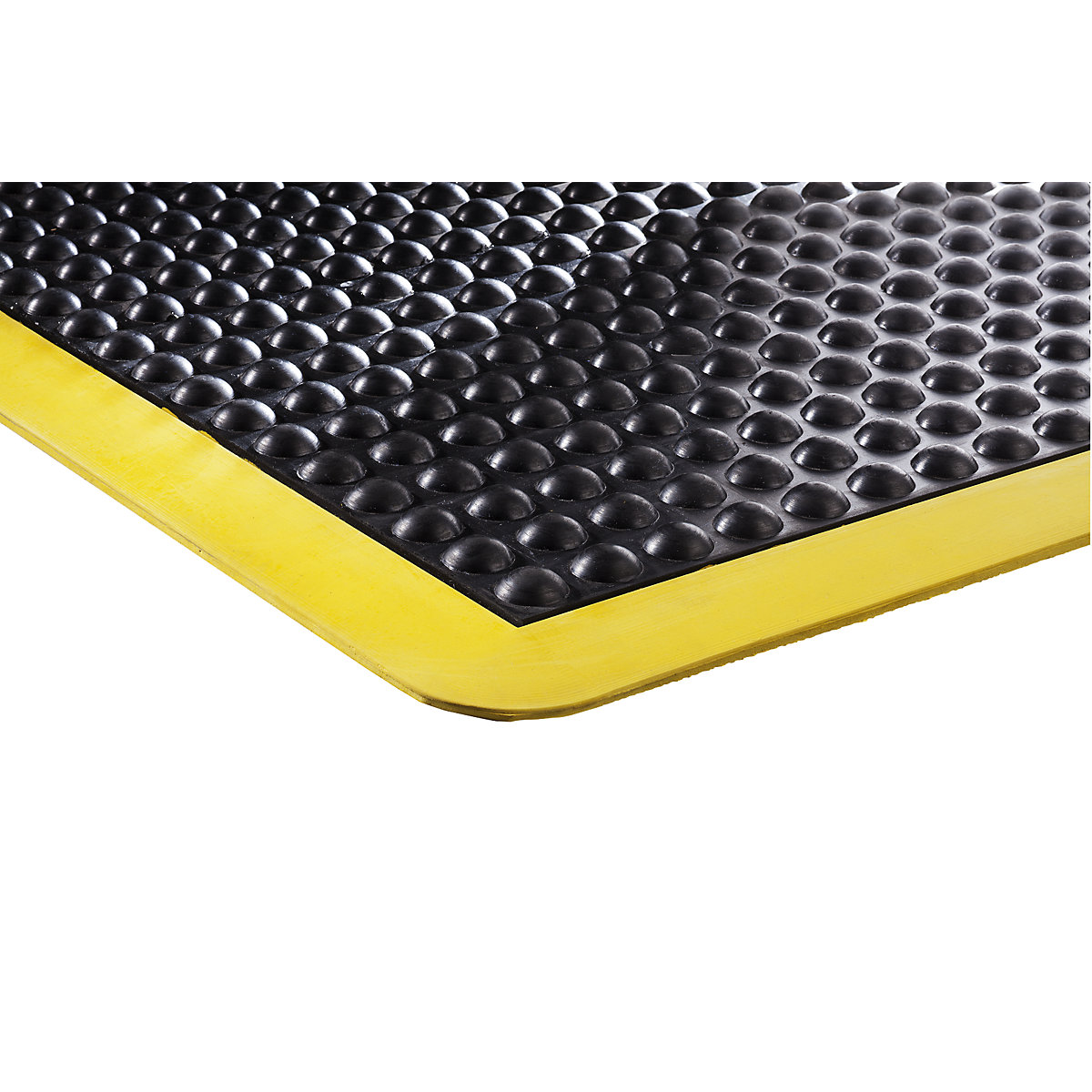 Tapis anti-fatigue Bubblemat safety – COBA, L x l x h 900 x 600 x 14 mm, noir-jaune, élément de début/fin-1