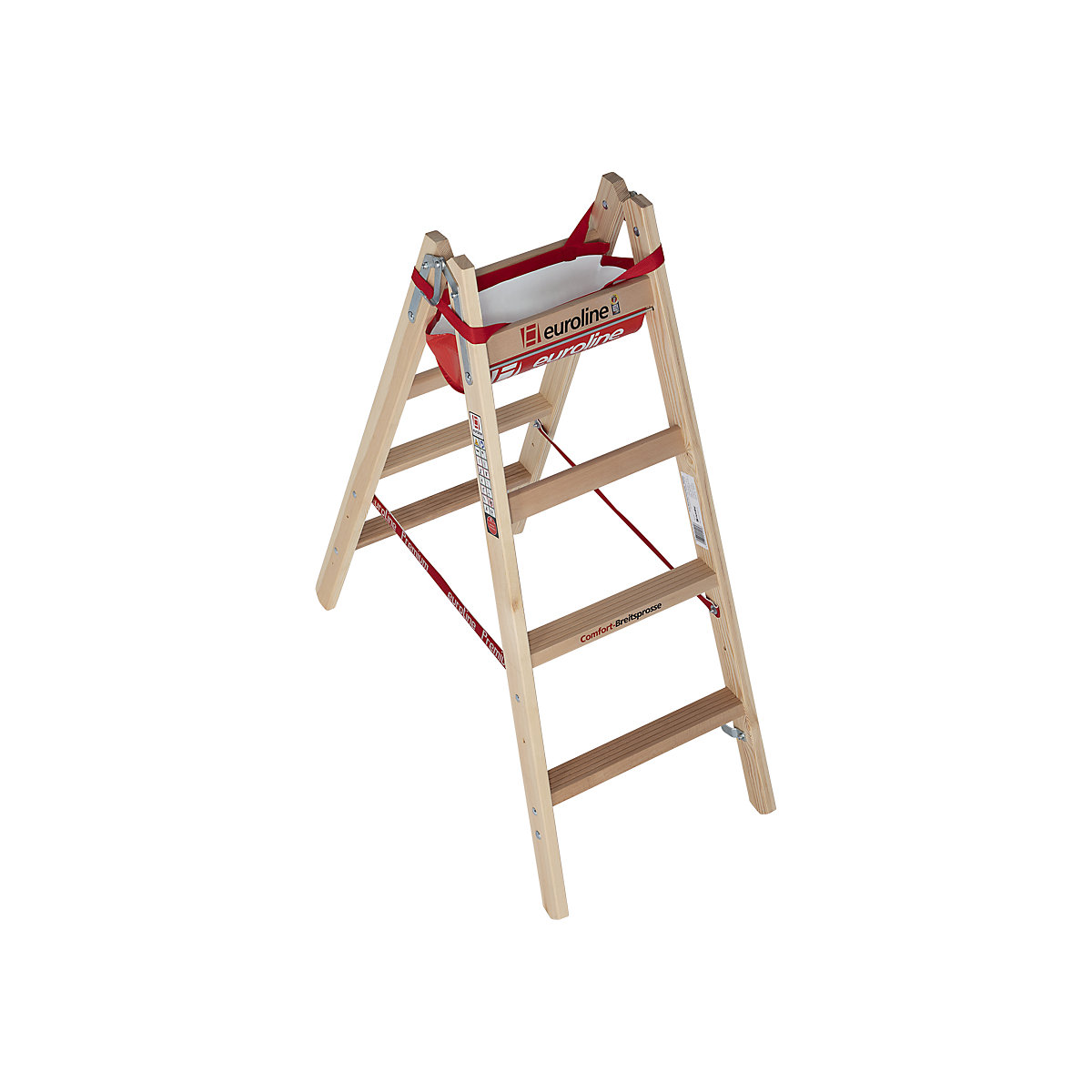 Escabeau en bois avec larges échelons confortables (Illustration du produit 5)-4