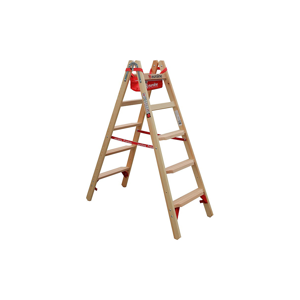 Escabeau en bois avec marches confortables – euroline (Illustration du produit 5)-4