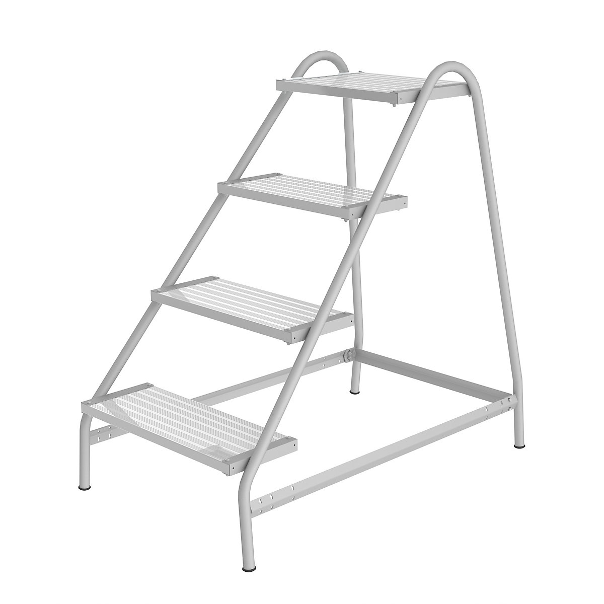 Escabeau d'atelier – MUNK, en tube d'acier rond, marches en profilés de métal léger, 4 marches-1