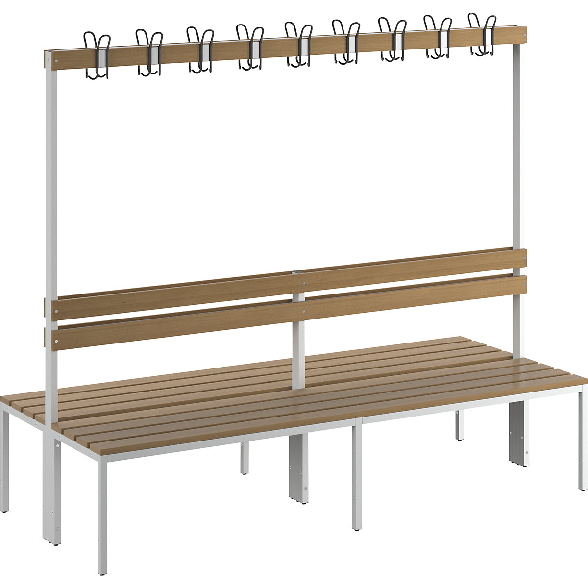 Banc de vestiaire avec dossier, double face – eurokraft basic