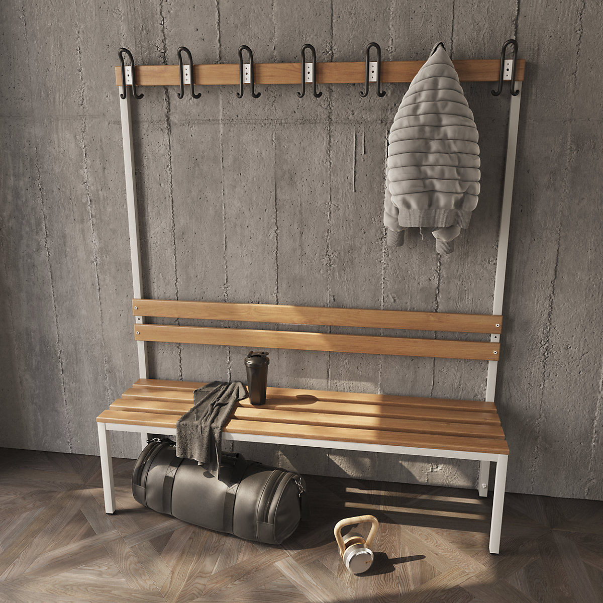 Banc de vestiaire avec dossier, unilatéral – eurokraft basic (Illustration du produit 5)-4