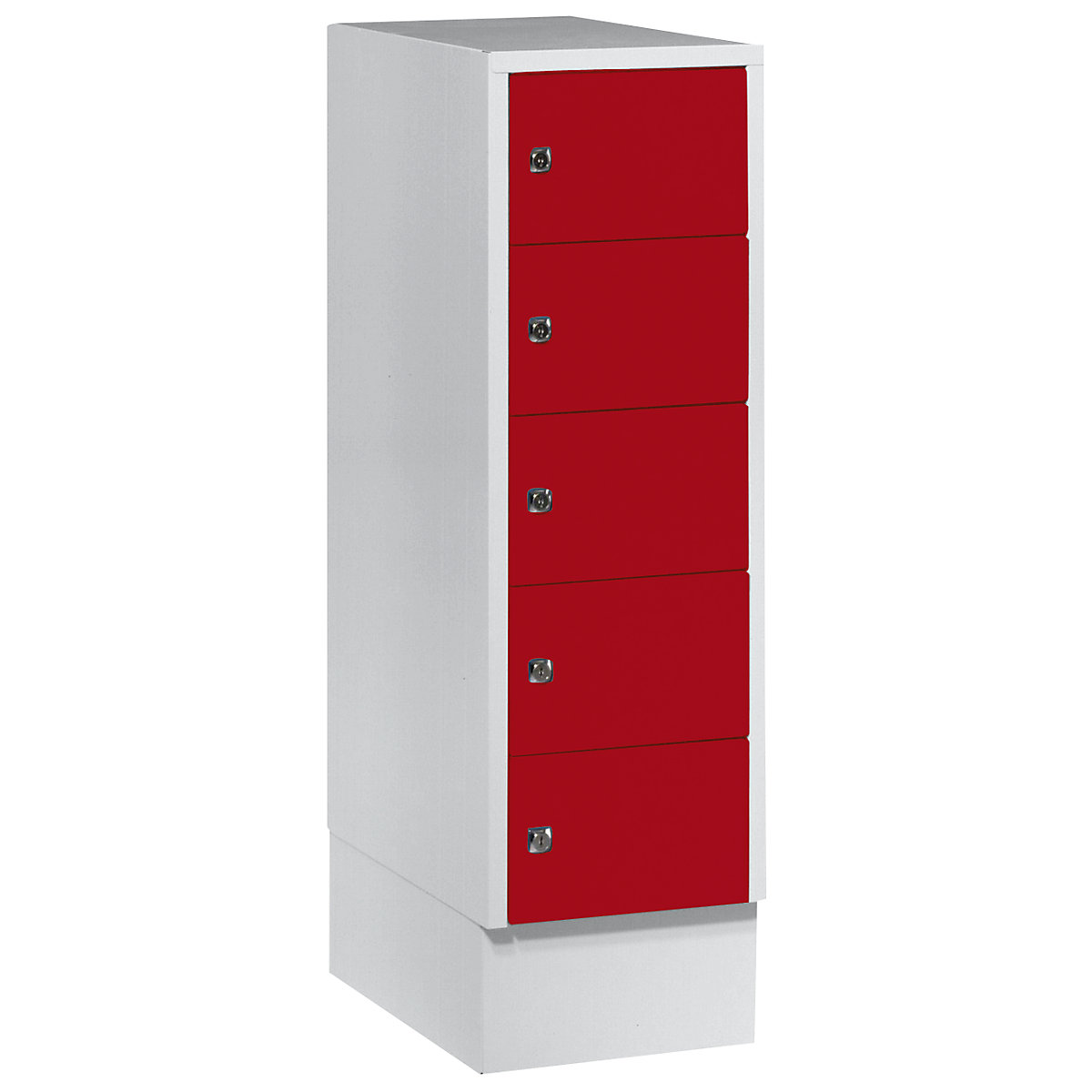 Vestiaire multicases pour objets de valeurs – Wolf, 1 compartiment, gris clair / rouge feu, 5 casiers-3
