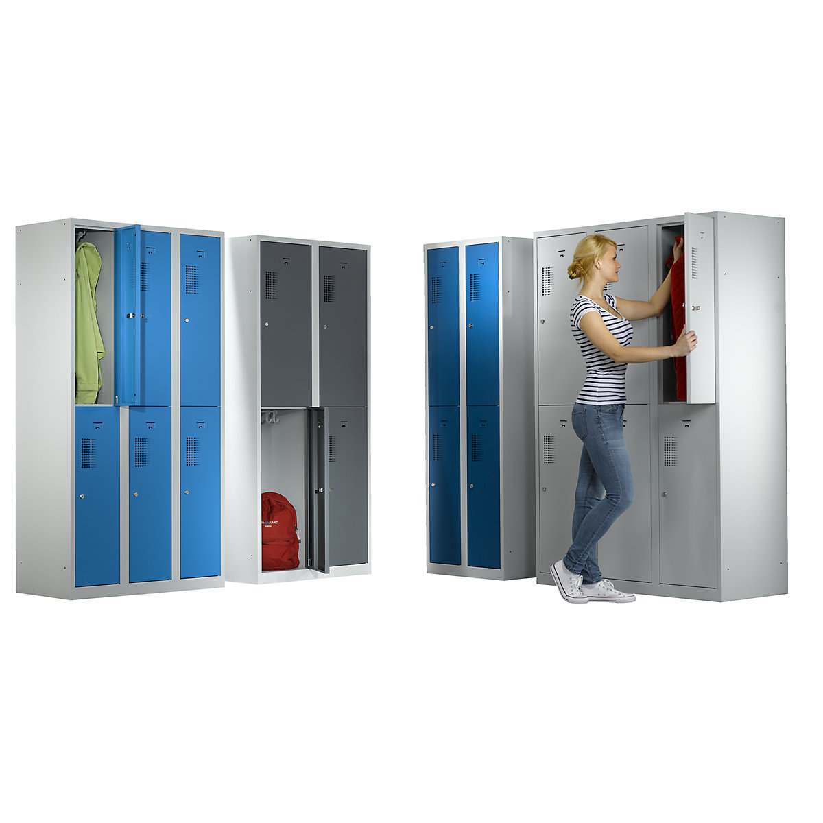 Vestiaire à deux étages Amsterdam – eurokraft basic (Illustration du produit 2)-1