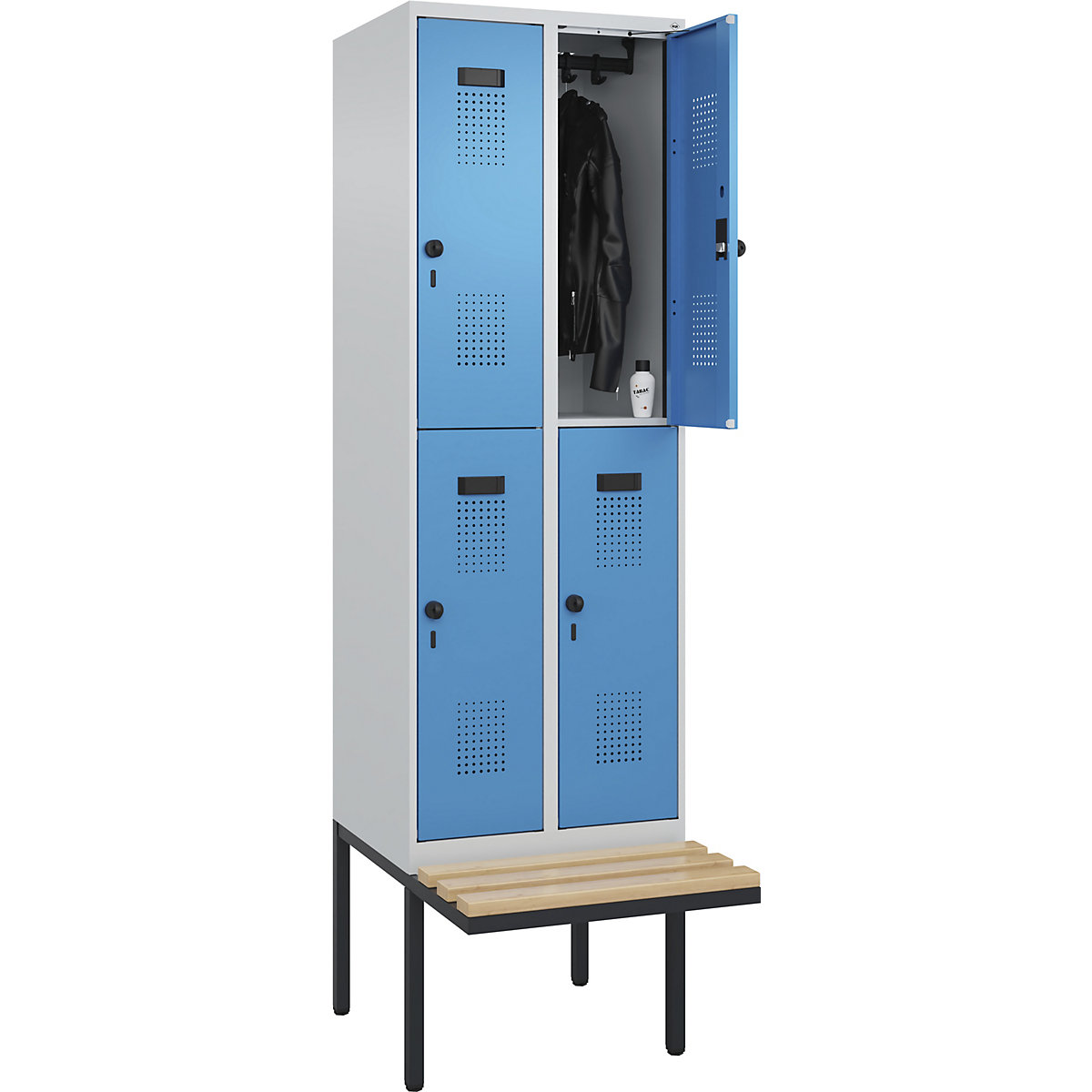 Vestiaire à deux étages Evolo PLUS avec banc (Illustration du produit 3)-2