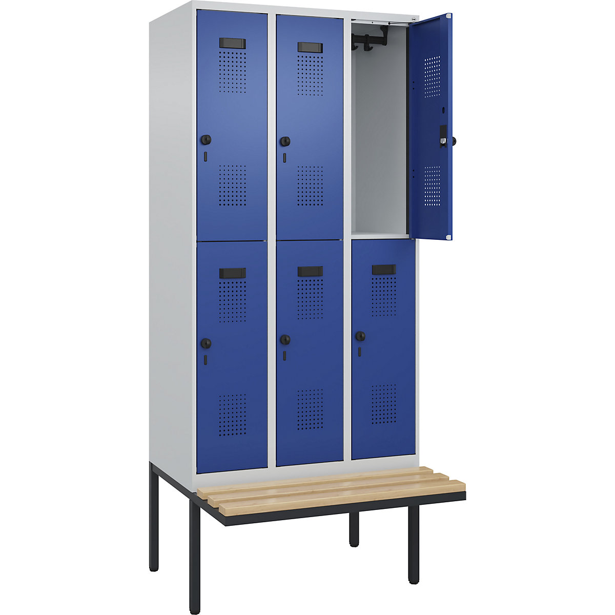 Vestiaire à deux étages Evolo PLUS avec banc