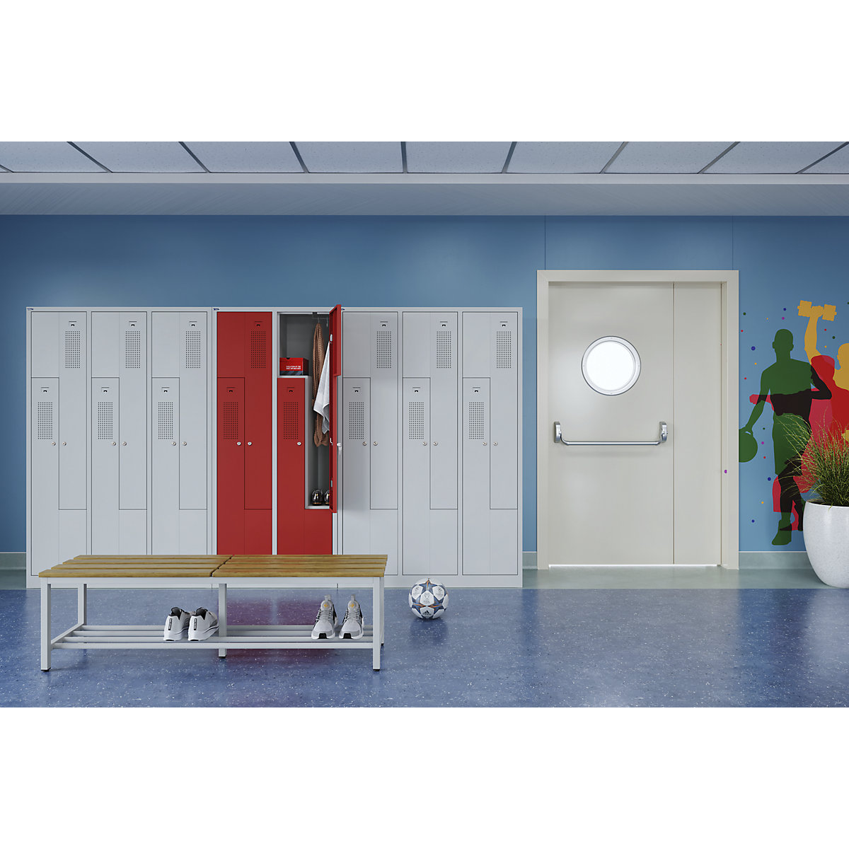 Vestiaire à portes en Z Amsterdam – eurokraft basic (Illustration du produit 9)-8