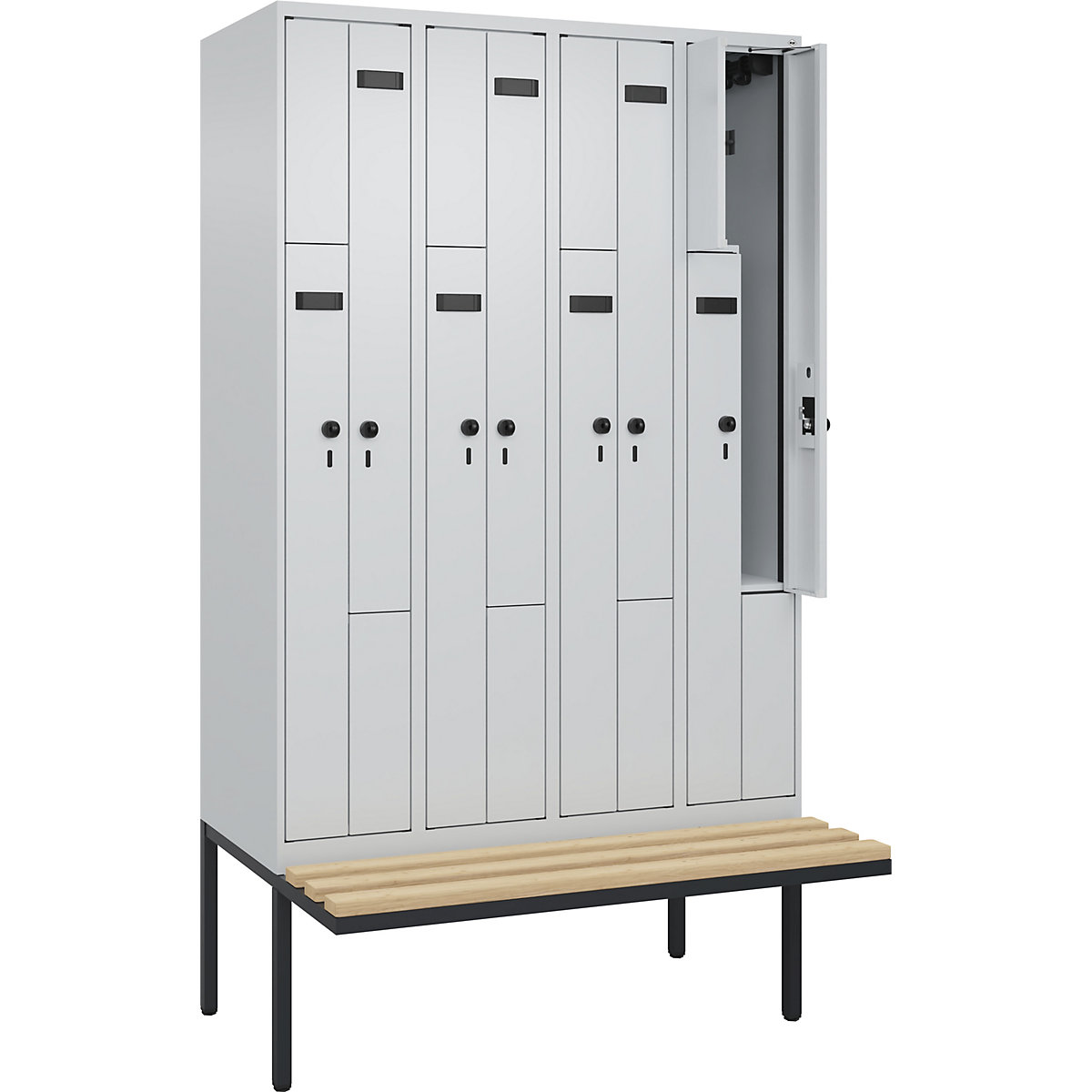 Vestiaire à portes en Z Evolo PLUS avec banc