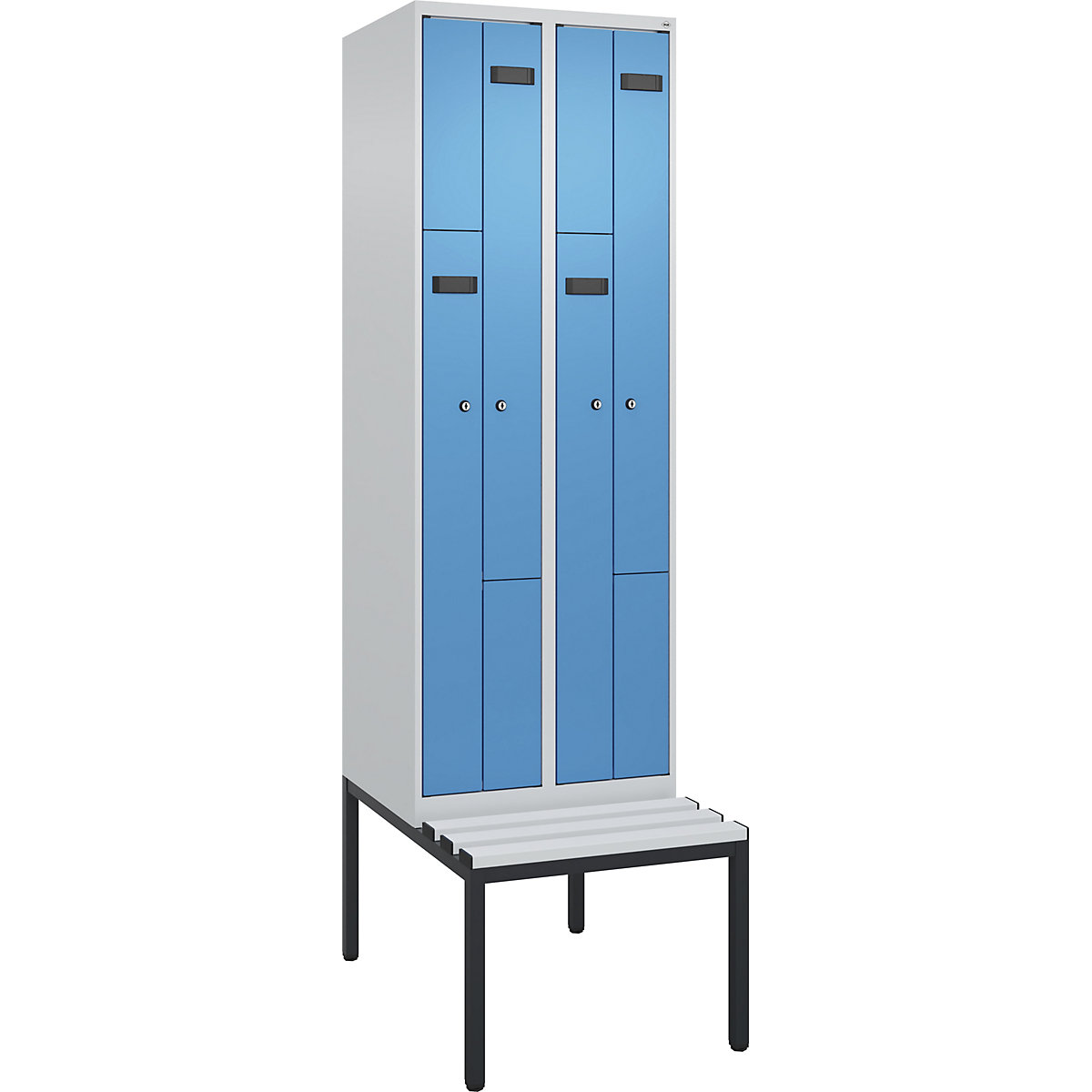 Vestiaire à portes en Z Evolo PLUS avec banc (Illustration du produit 2)-1