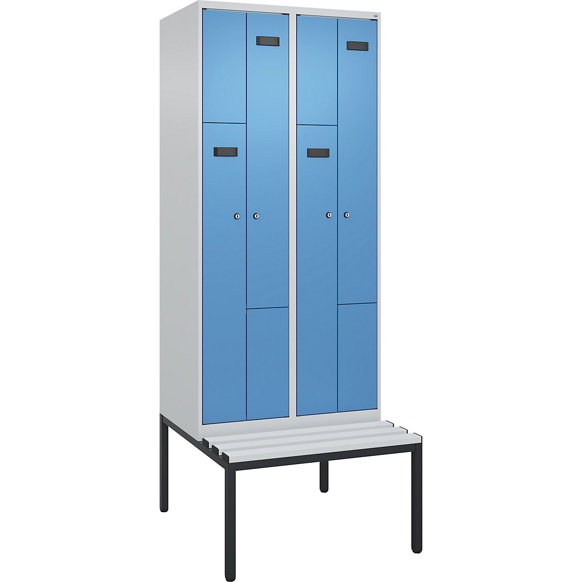 Vestiaire à portes en Z Evolo PLUS avec banc (Illustration du produit 2)-1