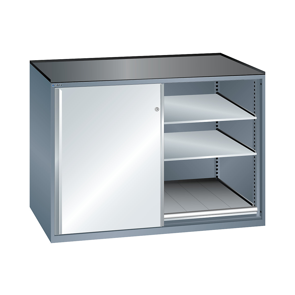 Armoire à portes coulissantes, charge max. par tablette coulissante 75 kg &ndash; LISTA