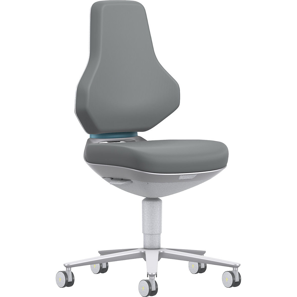 Siège d'atelier pour salle blanche TEXON – bimos, avec roulettes, hauteur réglable de 450 à 620 mm, Skintec, gris-2