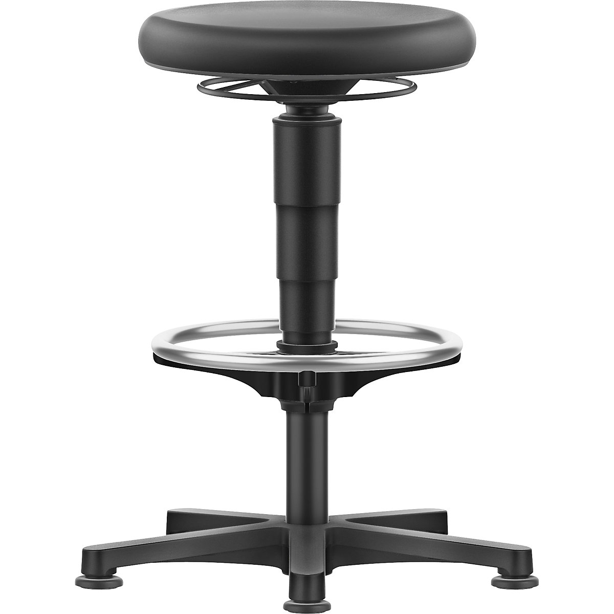 Tabouret Allround – bimos, avec patins, repose-pieds circulaire, mousse PU, anneau de couleur gris-2