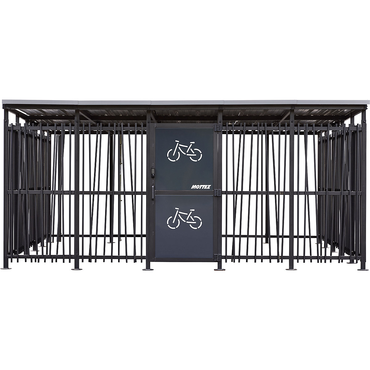 Abri pour cycles – Mottez, h x l 2360 x 5600 mm, bambou, profondeur 5150 mm, élément de base-1