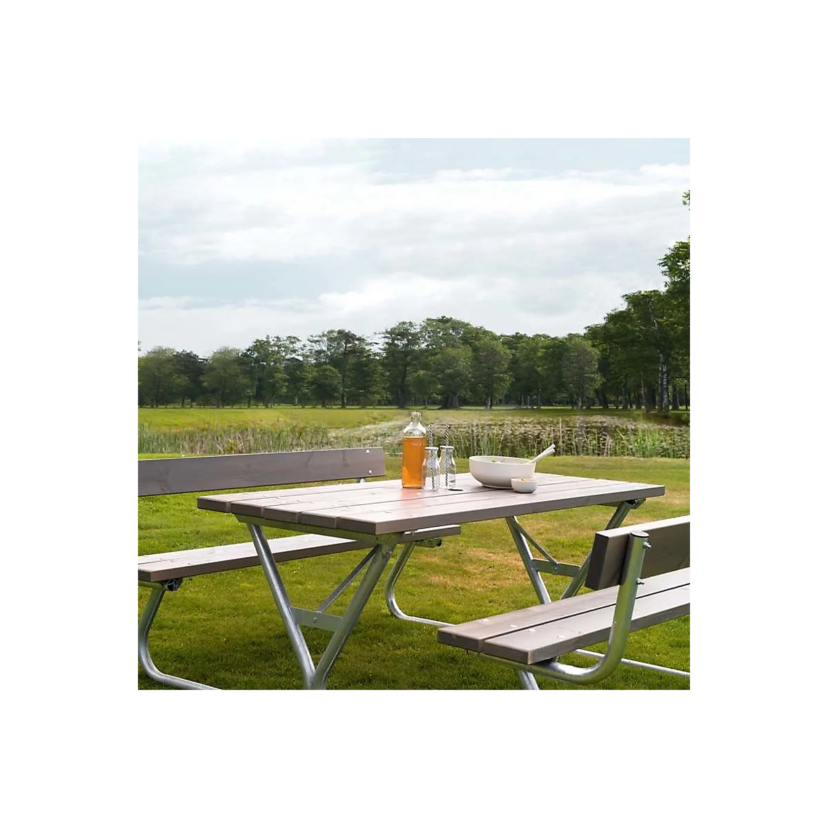 Ensemble table et bancs, gris (Illustration du produit 2)-1