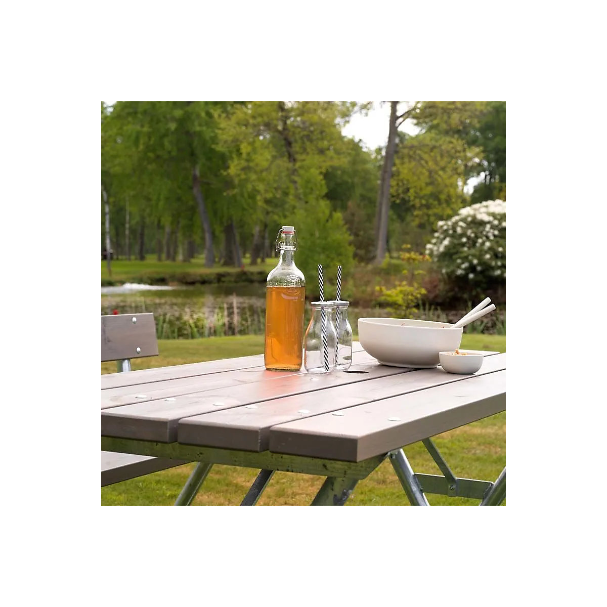 Ensemble table et bancs, gris (Illustration du produit 3)-2