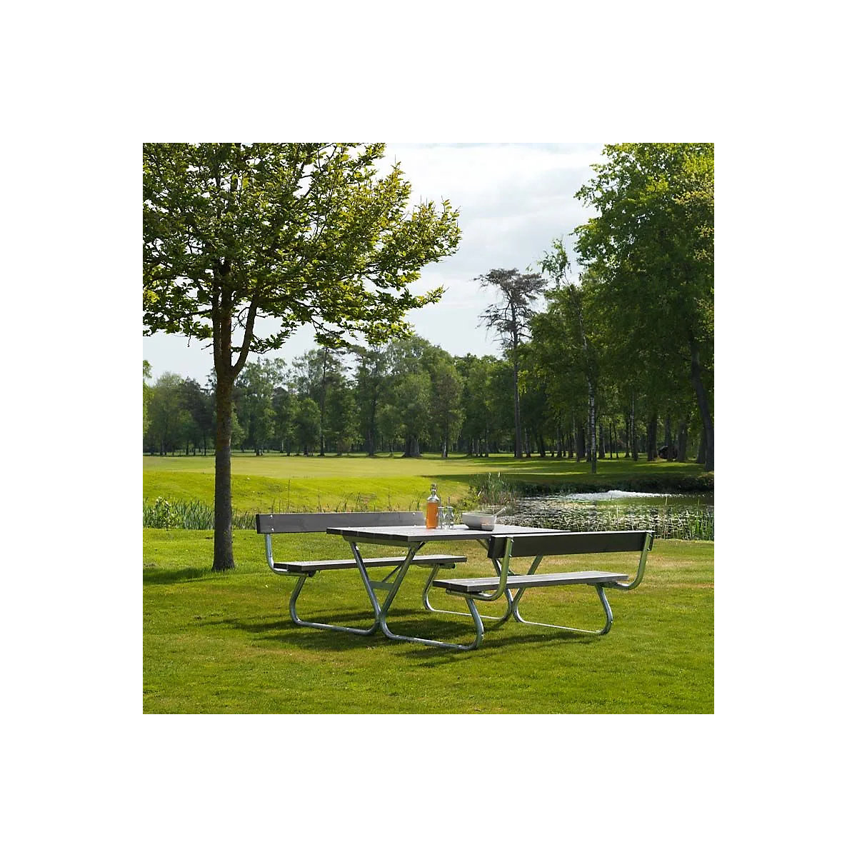 Ensemble table et bancs, gris (Illustration du produit 4)-3