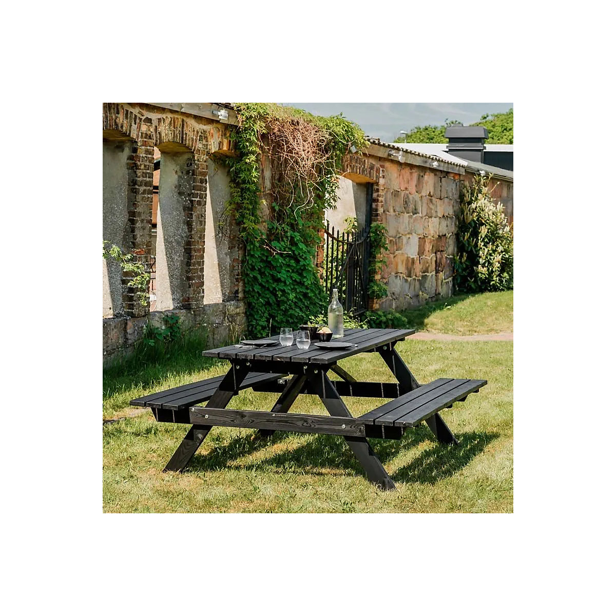 Ensemble table et bancs rectangulaire (Illustration du produit 2)-1