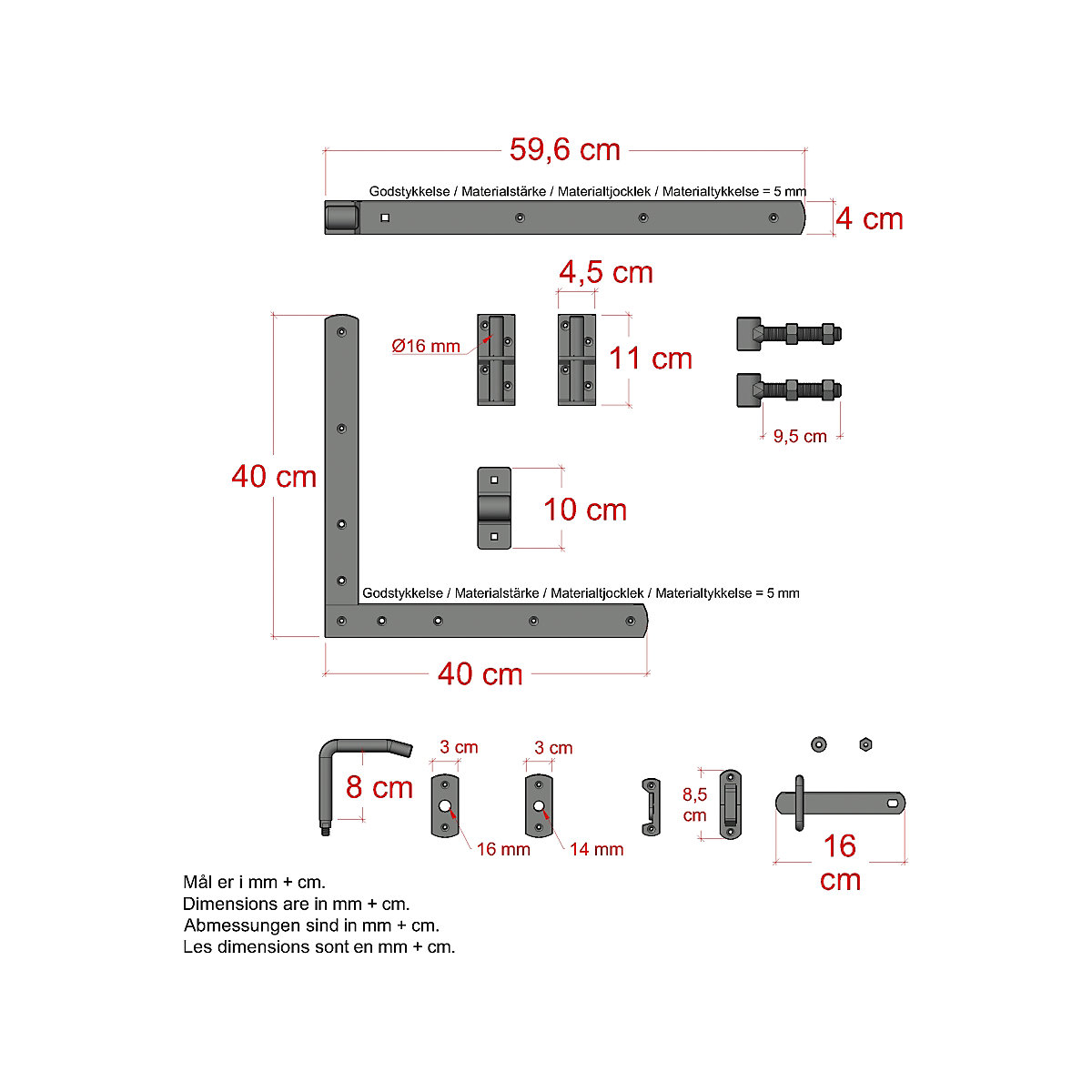 PLUS Klink porte simple, ferrures inclus (Illustration du produit 2)-1