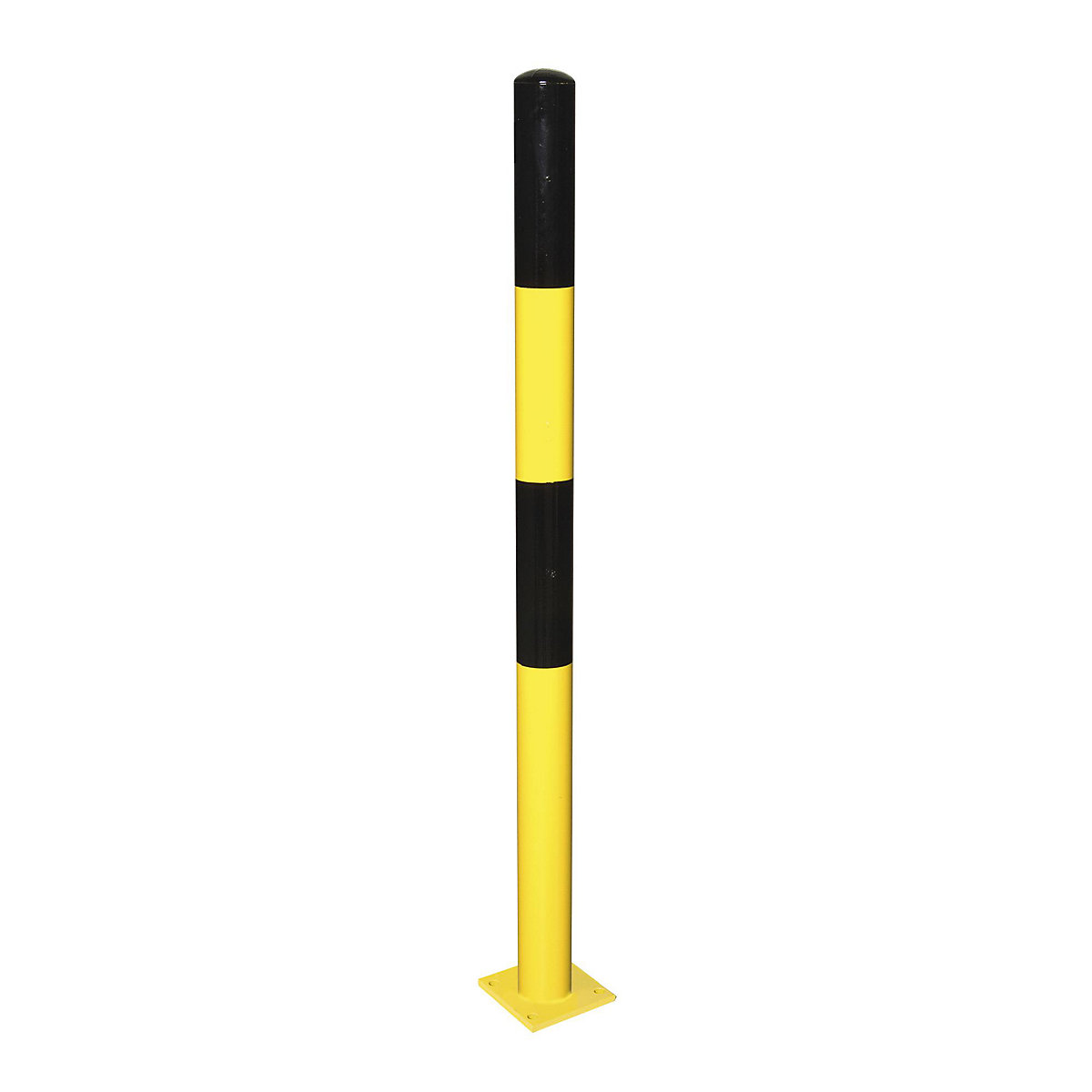 Poteau de blocage Morion – Moravia, à cheviller au sol, Ø 60 mm, peint noir-jaune, 2 œillets-9