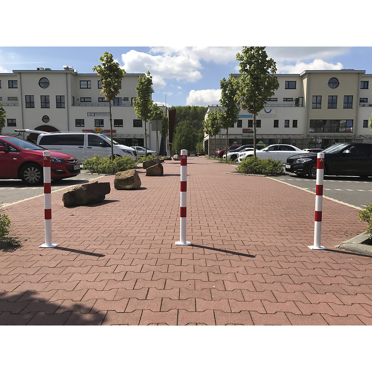 Potelet de délimitation, Ø 60 mm, blanc / rouge – Schake (Illustration du produit 2)-1