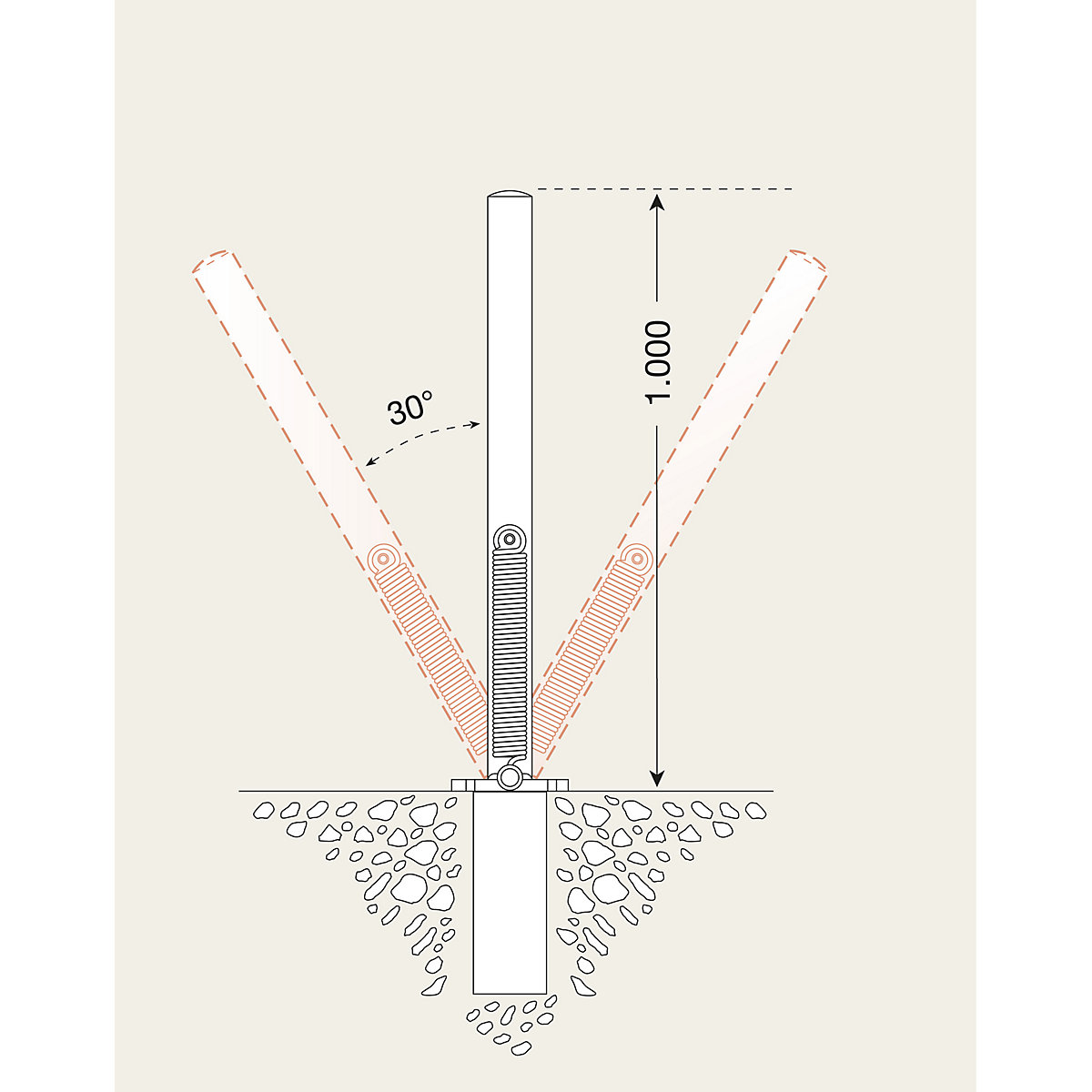 Potelet de délimitation en tube d'acier, flexible – Moravia (Illustration du produit 3)-2