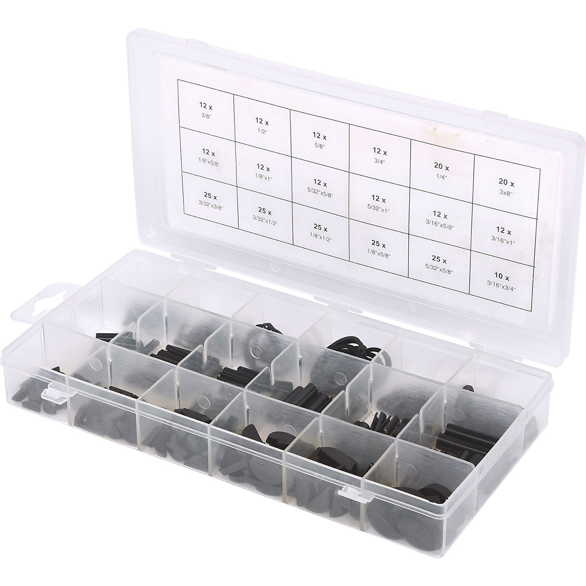 Assortiment de goupilles cylindriques/clavettes/anneaux d'arrêt/circlips de type E &ndash; KS Tools