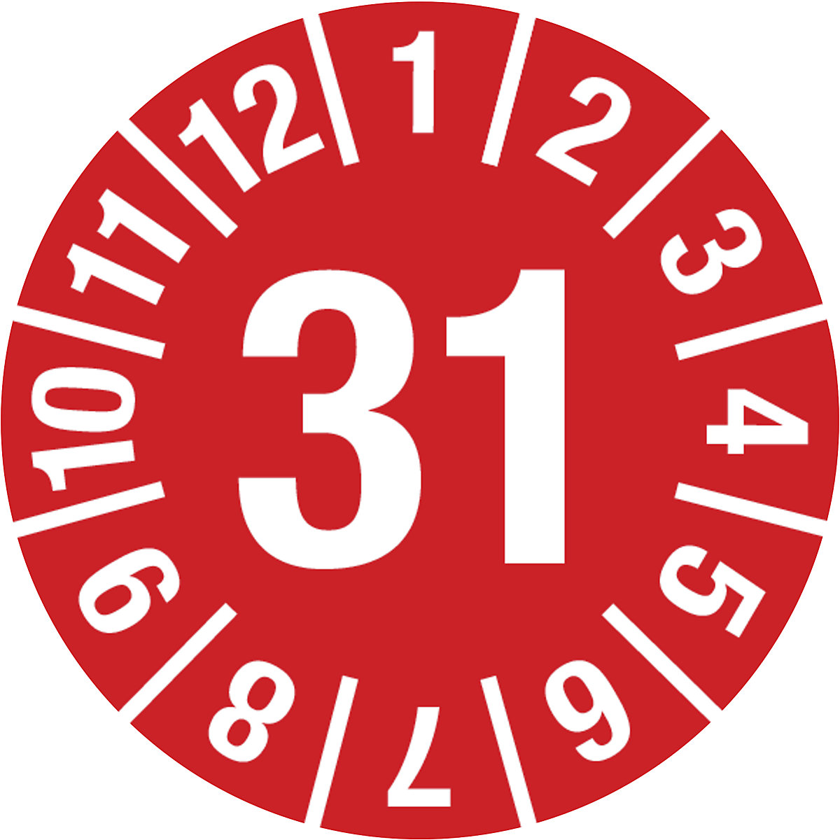Plaquette de contrôle, année, film pour documents, Ø 15 mm, 31, rouge-2