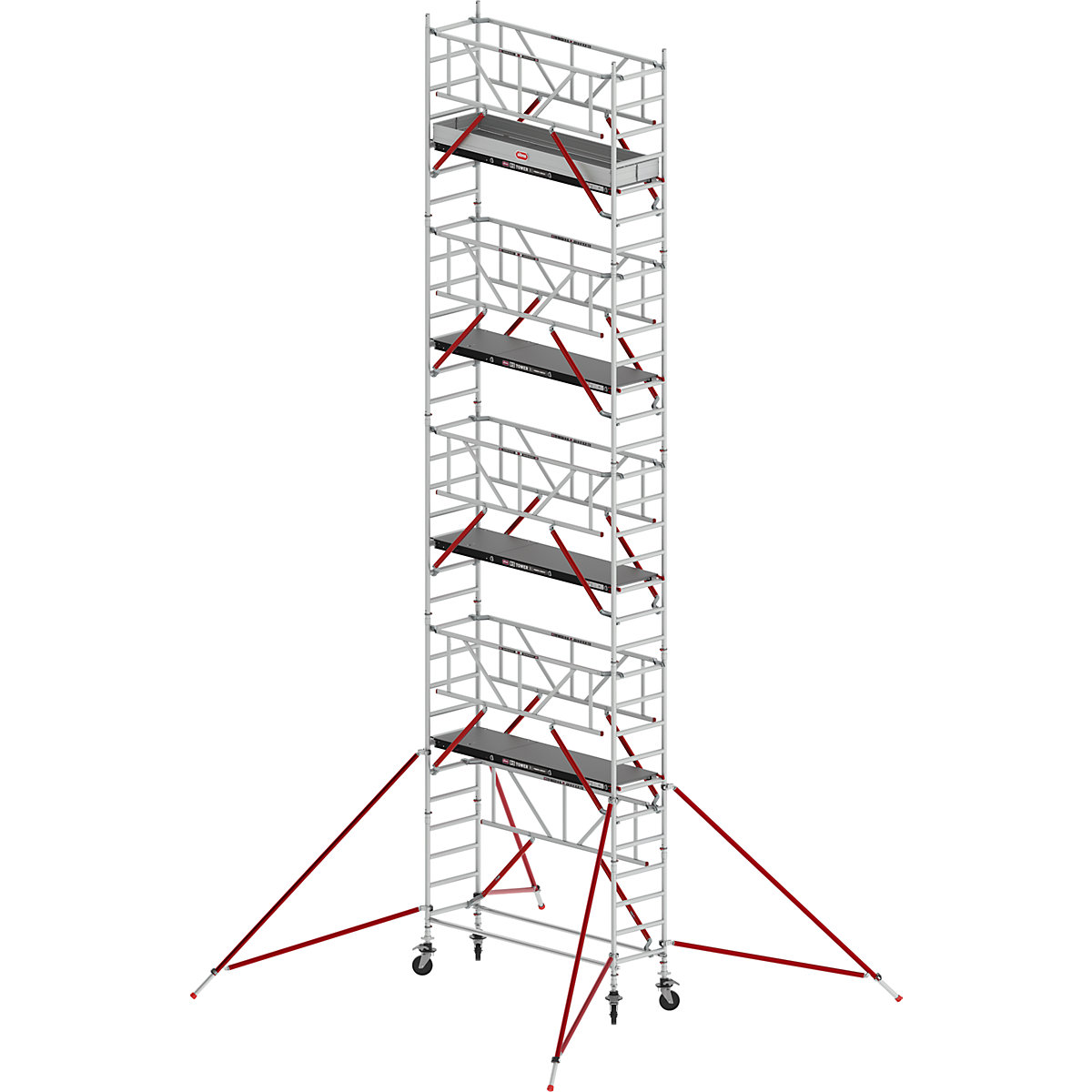 Andaime móvel estreito RS TOWER 51 – Altrex, com plataforma de madeira, comprimento 2,45 m, altura de trabalho 10,20 m-5