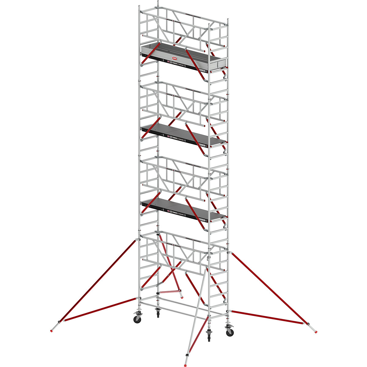 Andaime móvel estreito RS TOWER 51 – Altrex, com plataforma de madeira, comprimento 2,45 m, altura de trabalho 9,20 m-4