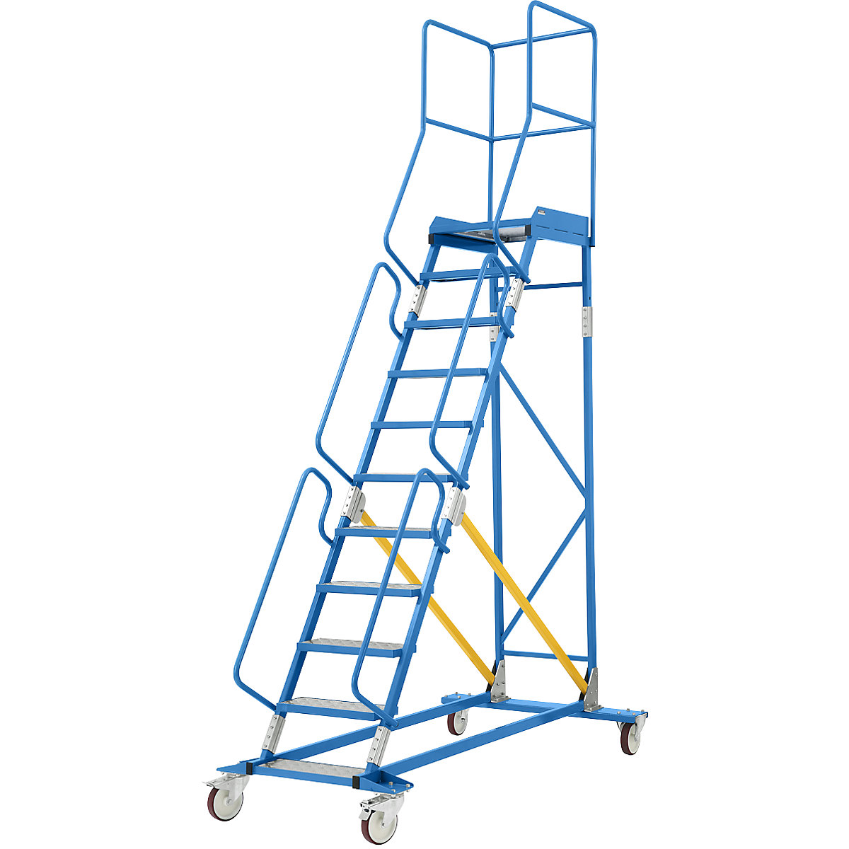 Escada de plataforma móvel – eurokraft pro, encaixes de degrau em alumínio, 11 degraus-23