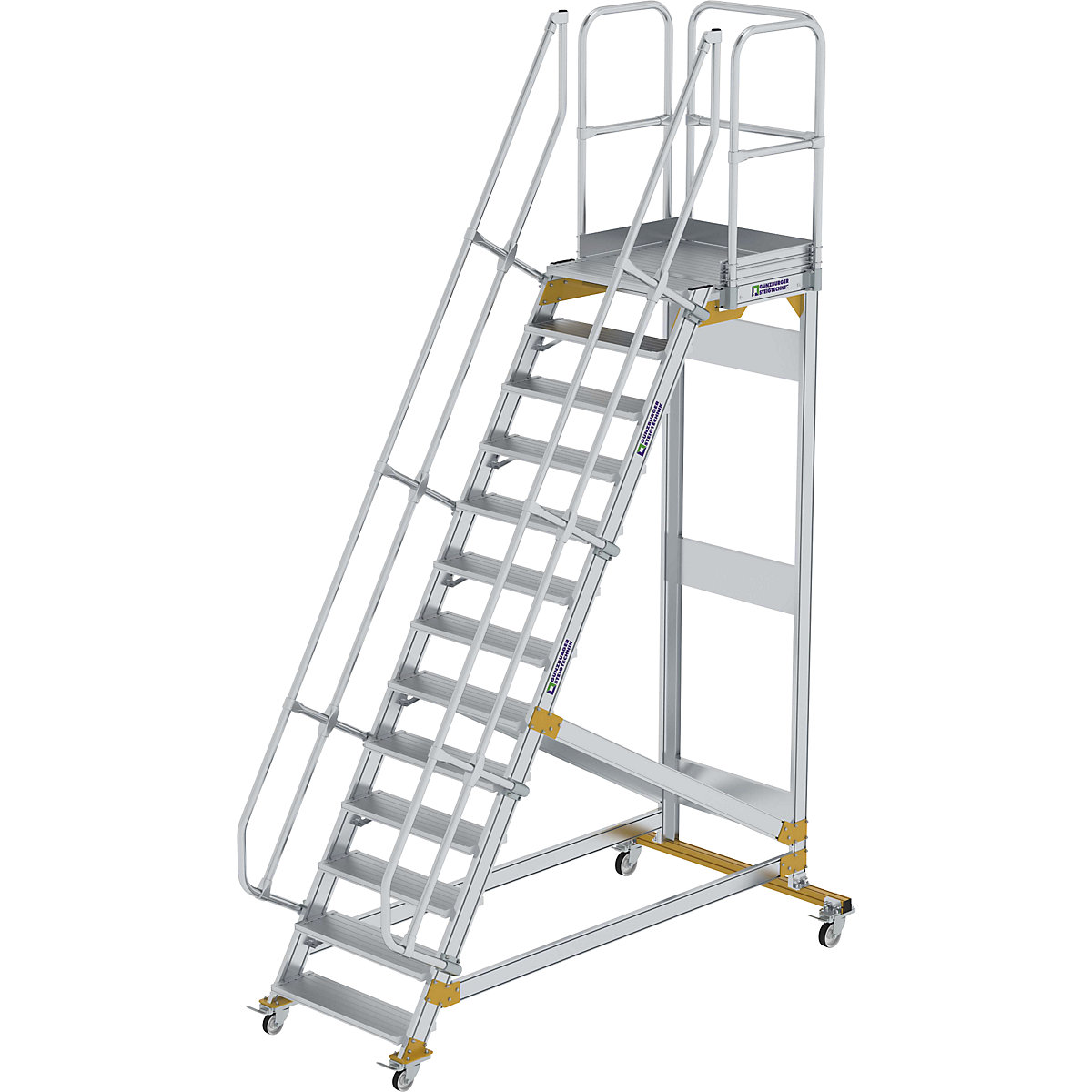 Escada de segurança móvel – MUNK, ângulo de inclinação 60°, 13 degraus-3
