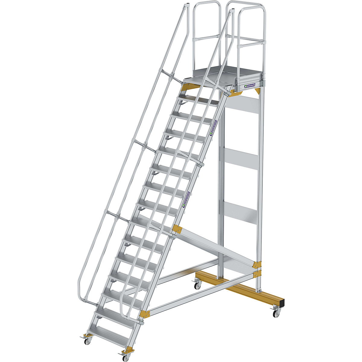 Escada de segurança móvel – MUNK, ângulo de inclinação 60°, 15 degraus-6