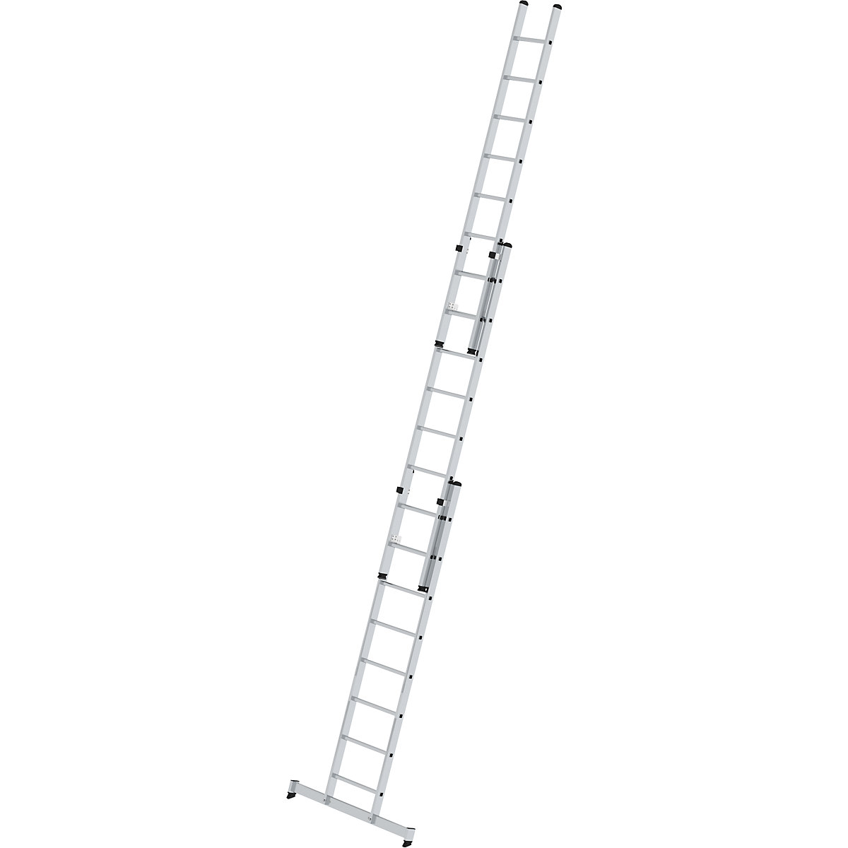 Escada de encosto ajustável em altura – MUNK, escada de regulação por deslize, 3 peças com travessa nivello®, 3 x 8 degraus