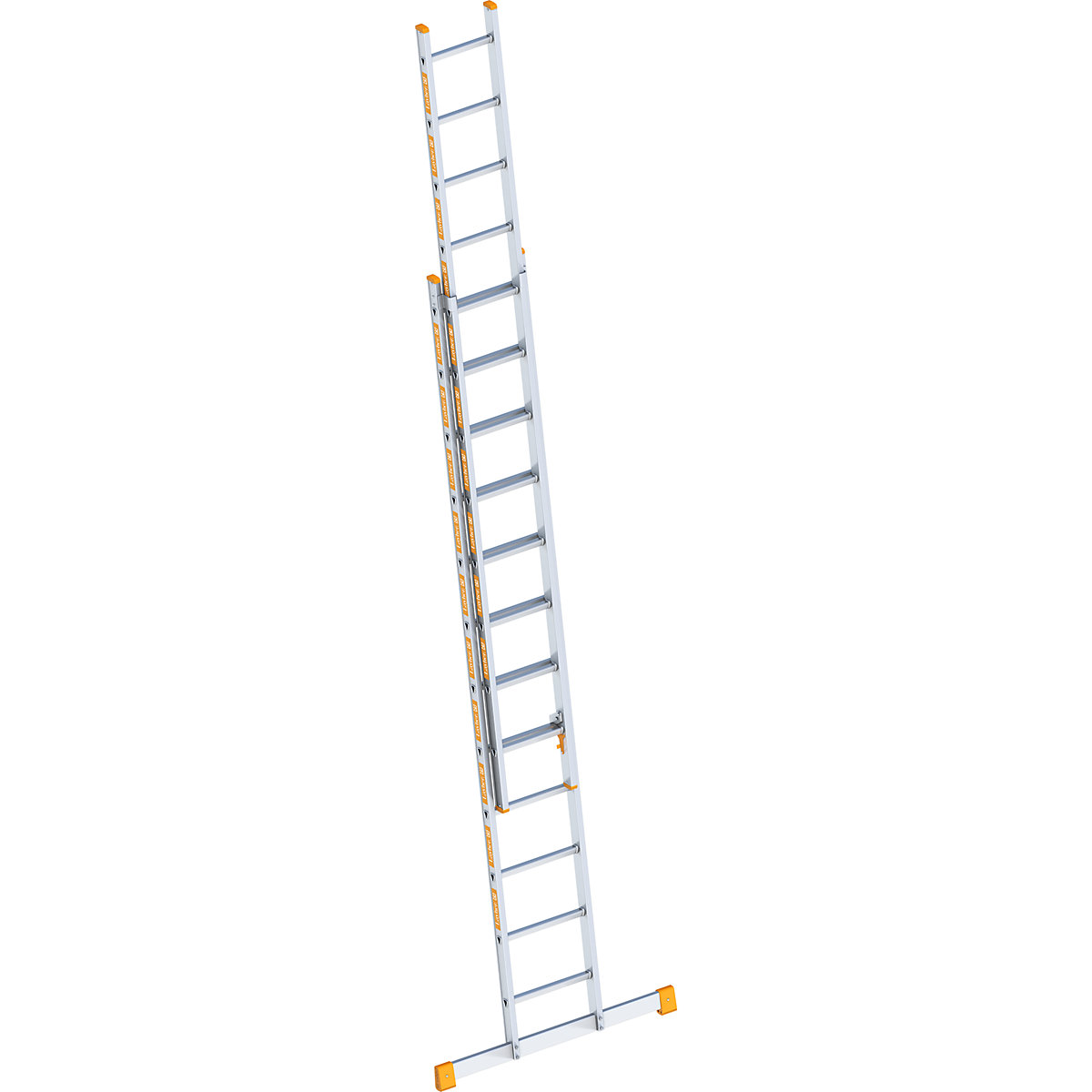 Escada de regulação por deslize em alumínio – Layher, 2 peças, extensível, 2 x 12 degraus com travessa-2