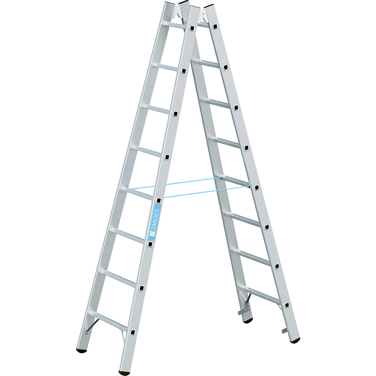 Escada de degraus profissional – ZARGES, com subida dos dois lados, 2 x 8 degraus-7