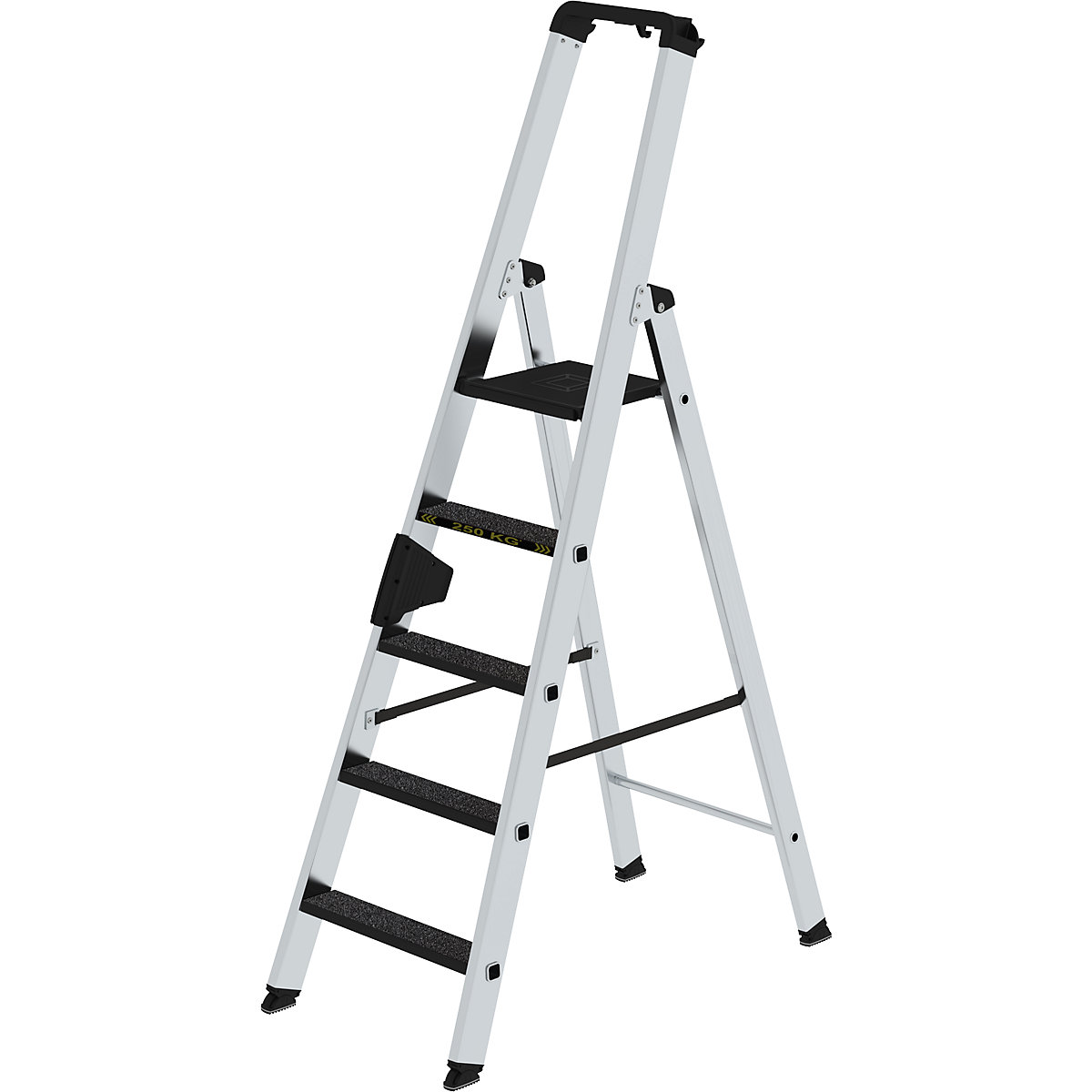 Escada dupla de degraus CLIP-STEP – MUNK, subida de um lado, antiderrapante R13, resistente, 5 degraus-10