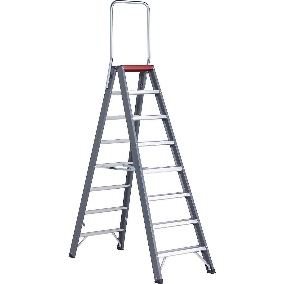 Altrex – Escadote de degraus em alumínio, subida dos dois lados, 2 x 8 degraus, altura de trabalho 3900 mm